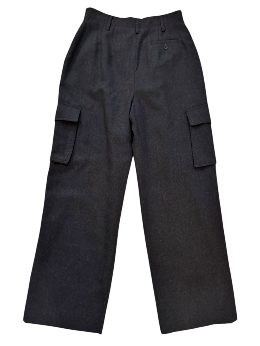 SOLD Lauren Ralph Lauren High Rise Wide Leg Cargo Pants 10 Gray Wool 32” VTG USA - Picture 2 of 7